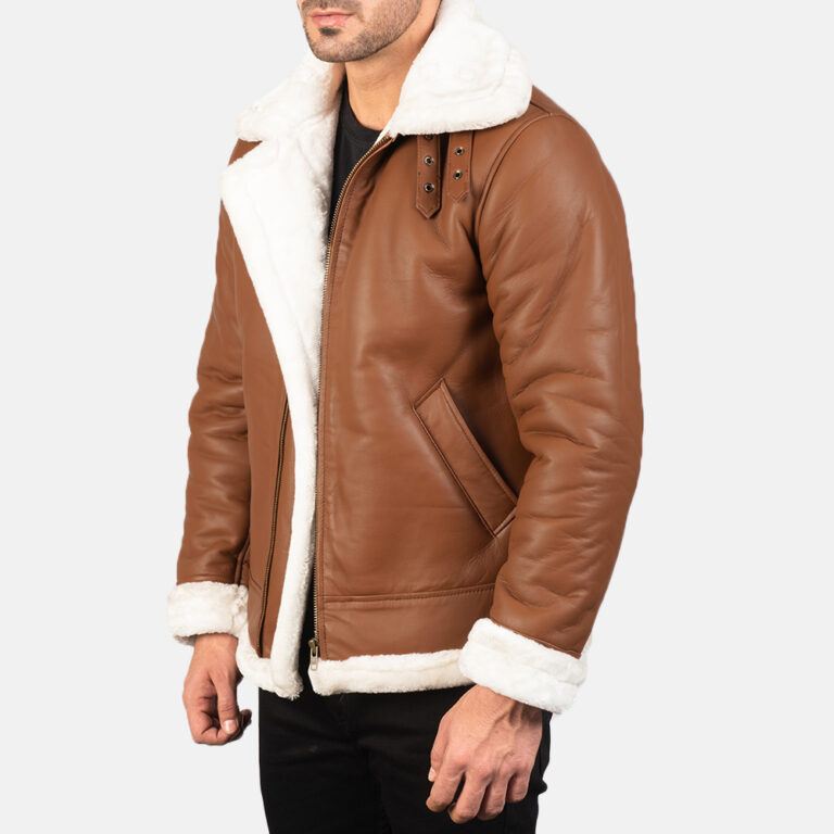 Mens Francis B-3 Brown Leather Bomber Jacket7789-3-1577867086677